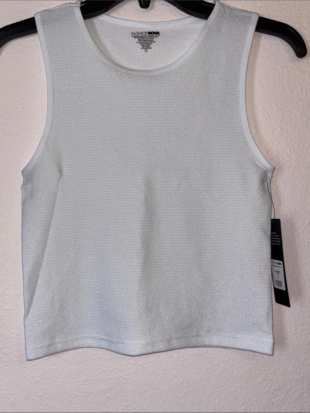 Fashion Nova Arden White Ribbed Tank Top - Size Small NWT